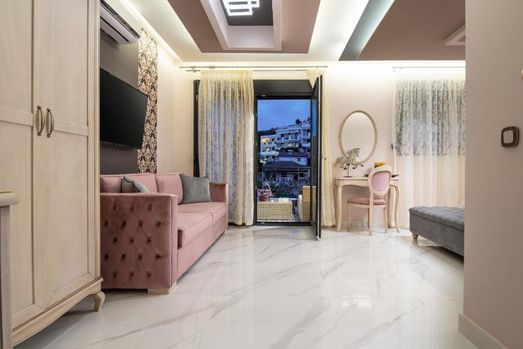 Posezení v ubytování Pela Veranda Exquisite Suites