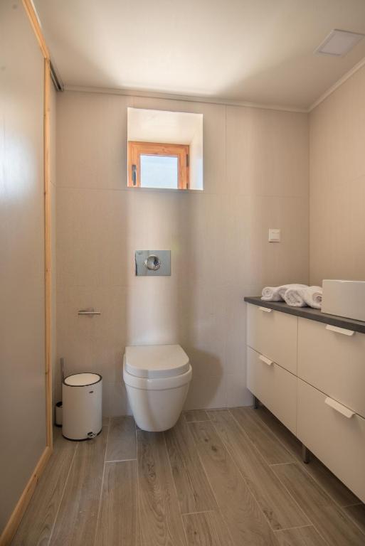 łazienka z toaletą i umywalką w obiekcie Villa Acacia w mieście Fánai