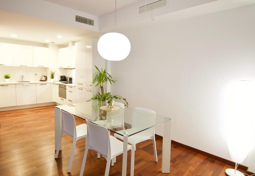 Kuchyň nebo kuchyňský kout v ubytování Glasir Apartments Barcelona