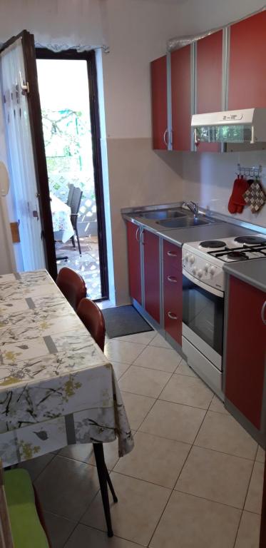 Kuchyň nebo kuchyňský kout v ubytování Apartments Anić