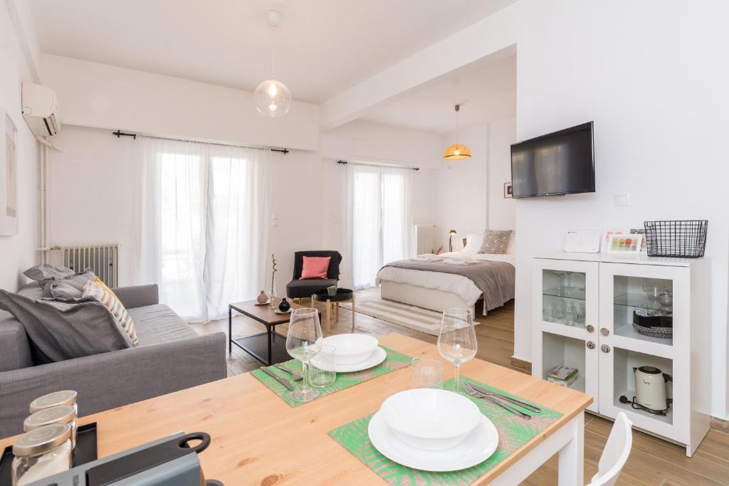 Χώρος καθιστικού στο Wide Comfy Studio Apartment Centrally Located In Thissio