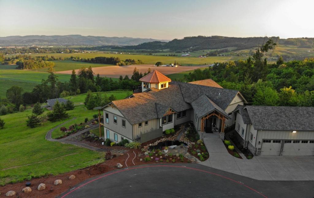 an aerial view of a house with at Bella Collina Bed and Breakfast in Amity