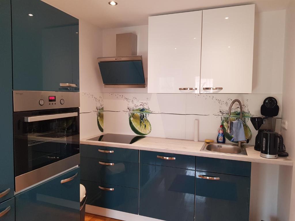 Kuchyň nebo kuchyňský kout v ubytování Ferienwohnung Berges