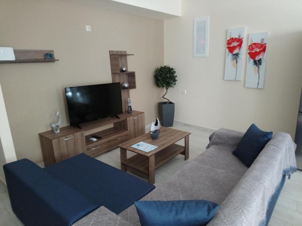 TV a/nebo společenská místnost v ubytování JK's GUESTHOUSE KARDAMAINA