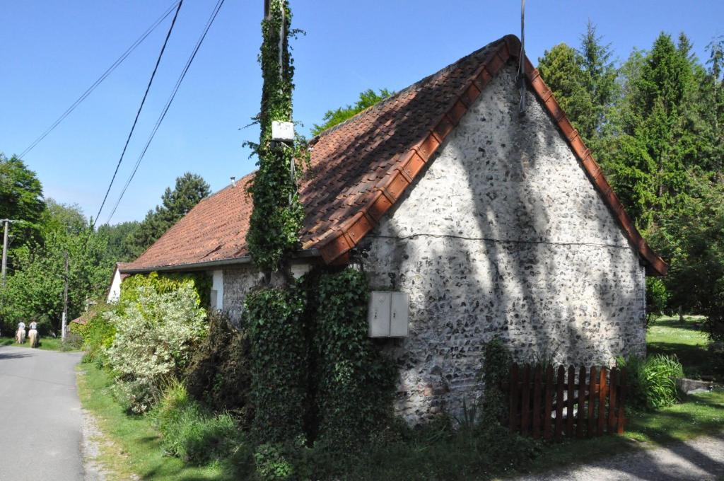 una vieja casa con hiedra creciendo a su lado en Mont Blanc - locations de charme, en Beaurainville