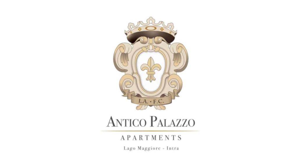 an ornamented logo for an antigua plaza akrotiri with a crown at Antico Palazzo Lago Maggiore in Verbania