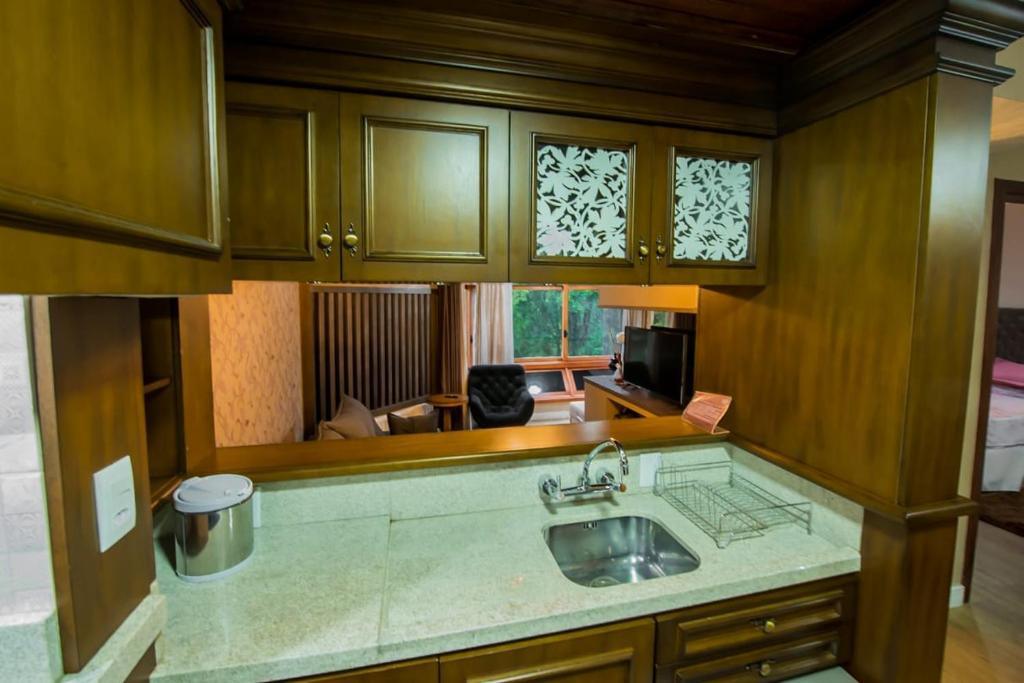 Kuchyň nebo kuchyňský kout v ubytování Flat no Hotel Wish Serrano Resort