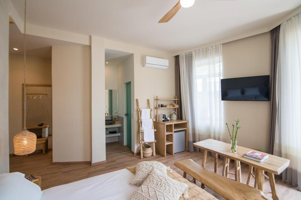 TV a/nebo společenská místnost v ubytování Ederlezi Boutique Hotel