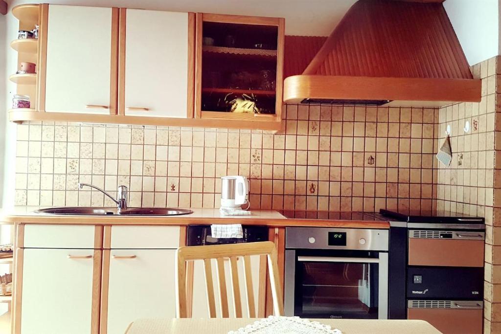 Kuchyň nebo kuchyňský kout v ubytování Guesthouse Schoba Typ D
