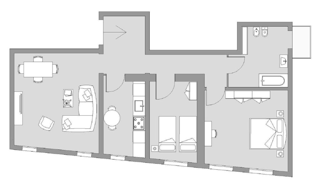 Plán poschodí v ubytovaní Ca' Del Monastero 3 Collection Apartment for 4 Guests with Lift