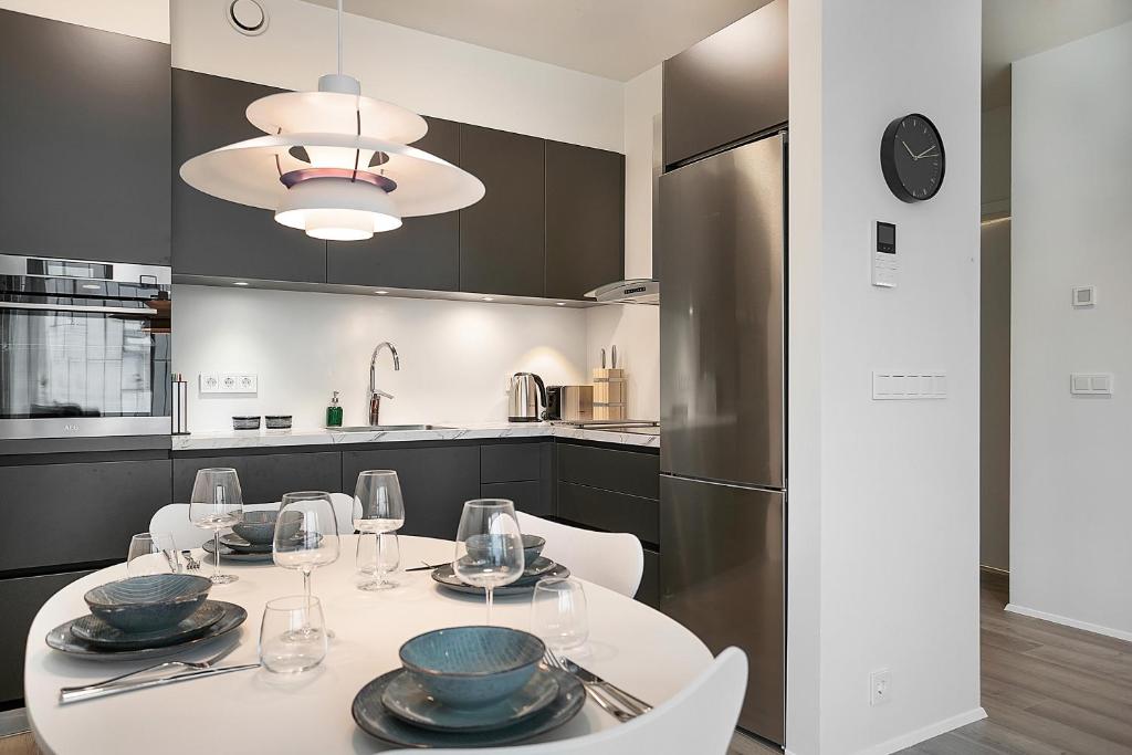 Kuchyň nebo kuchyňský kout v ubytování Sif Apartments by Heimaleiga