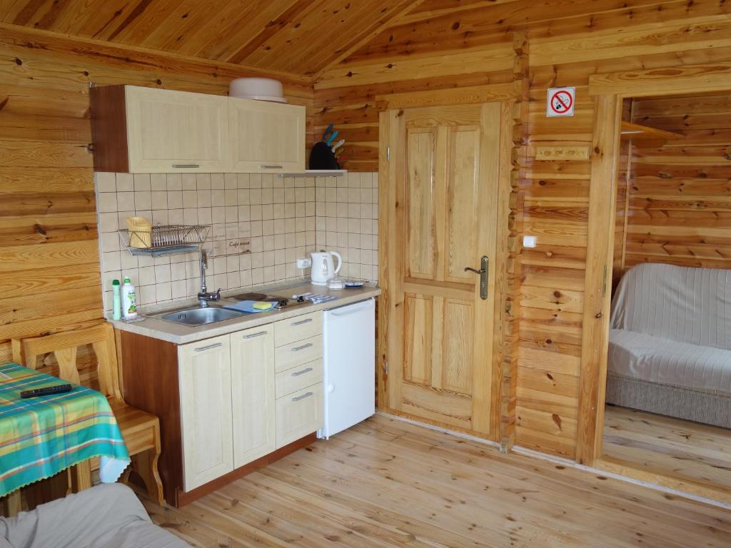 Kuchyň nebo kuchyňský kout v ubytování Domki letniskowe Wisełka