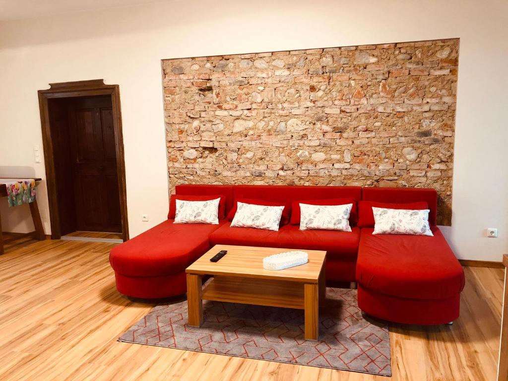 Posezení v ubytování Ferienwohnung Klampfermühle