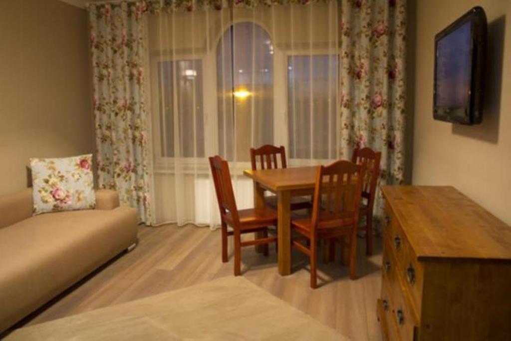 Televízia a/alebo spoločenská miestnosť v ubytovaní Apartamenty Faust