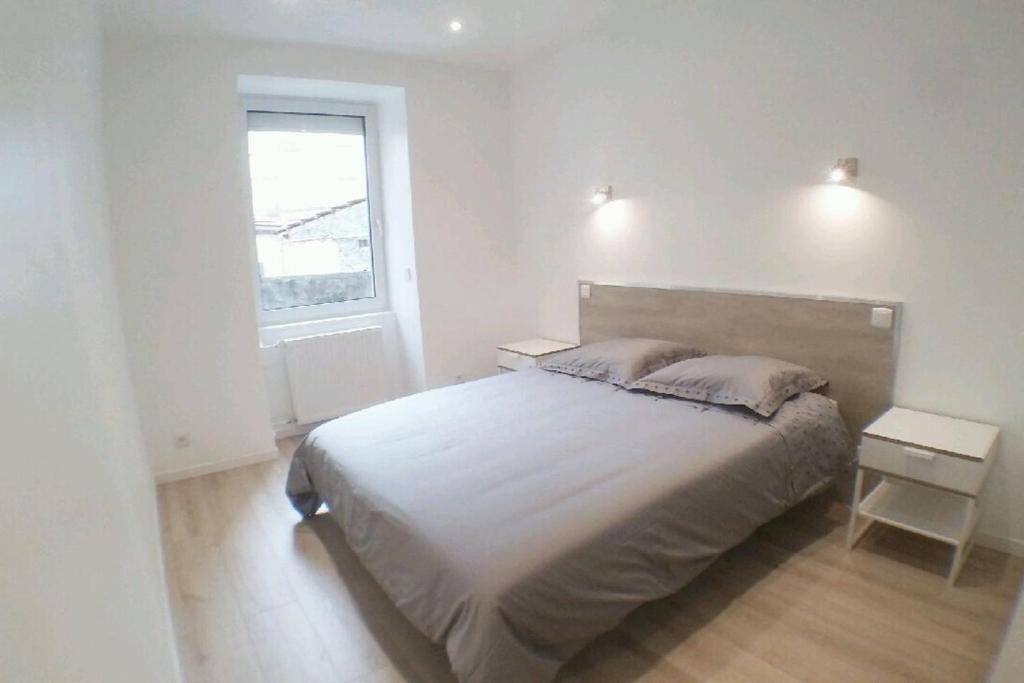 a bedroom with a large bed and a window at Appartement luxueux centre, 45 m2 neuf &amp; cosy! in Mulhouse