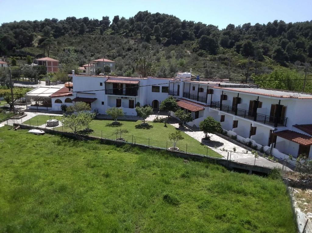 an aerial view of a building at Vontzos Hotel in Achladies