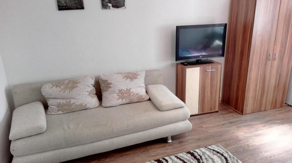 Televízia a/alebo spoločenská miestnosť v ubytovaní Sunshine apartman