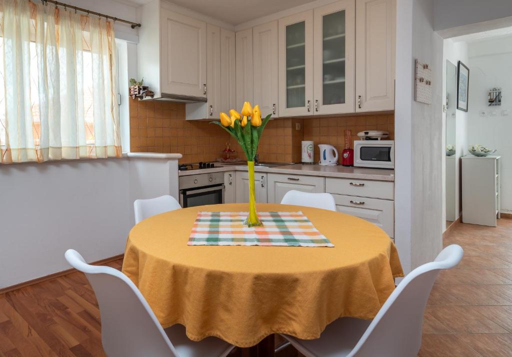 Kuchyň nebo kuchyňský kout v ubytování Apartment Dinka