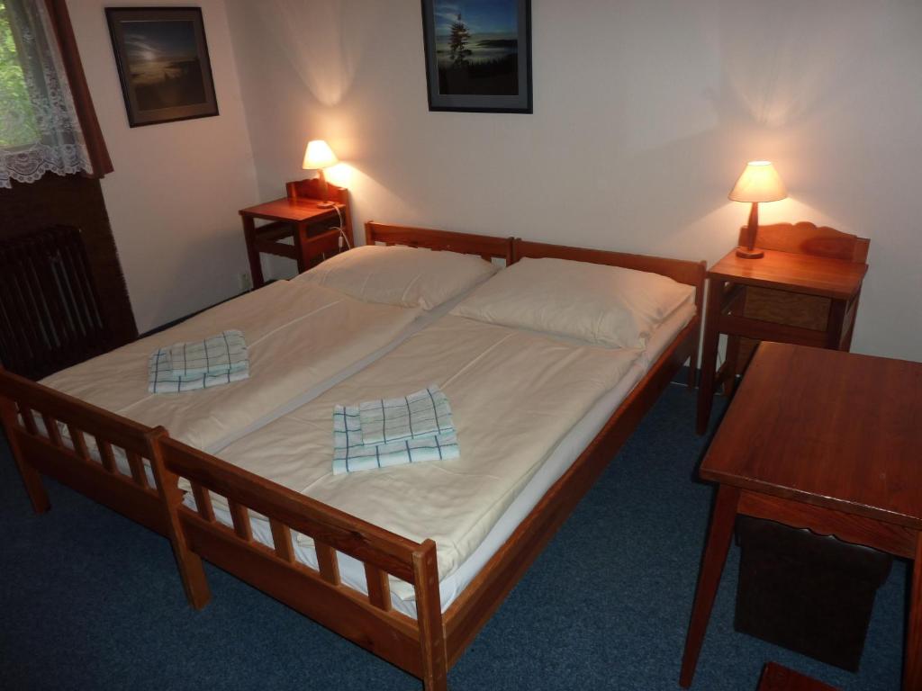 Postel nebo postele na pokoji v ubytování Hotel Flora Dolní Mísečky