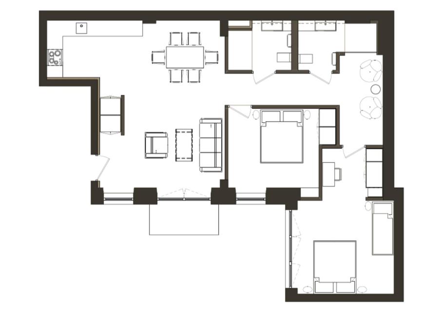 Plán poschodí v ubytovaní Groble Residence WAWELOFTS