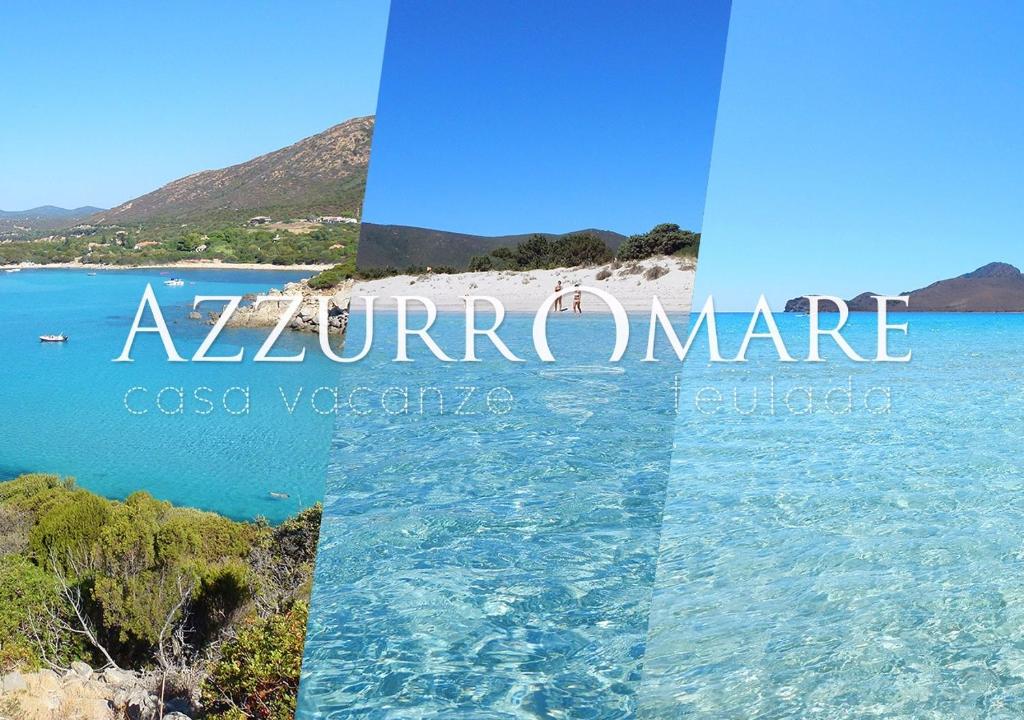 a collage of two photos of a beach and the ocean at Azzurromare Casa Vacanze in Teulada