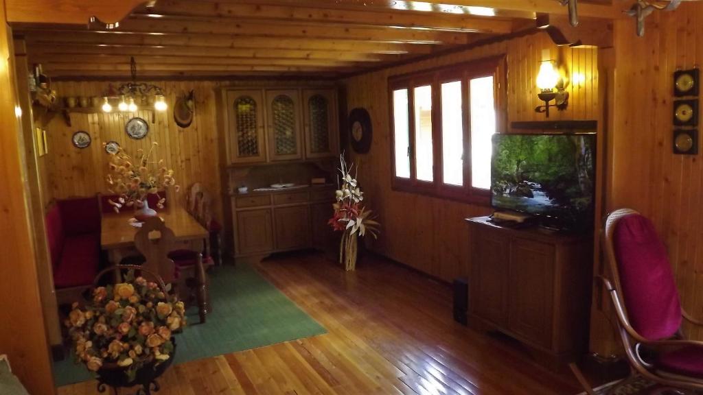 TV a/nebo společenská místnost v ubytování Chalet del frassino