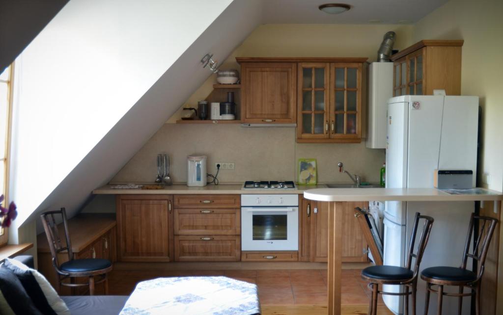 Una cocina o zona de cocina en Two-level apartment with fireplace