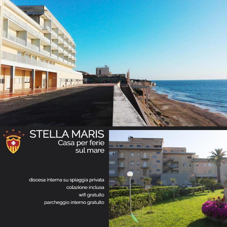a collage of two pictures of a building and the ocean at Stella Maris Casa per ferie sul mare in Anzio