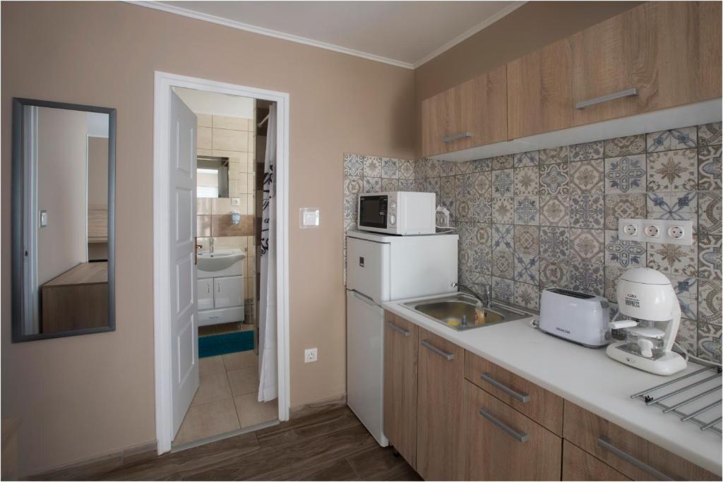 Kuchyň nebo kuchyňský kout v ubytování Toszkána Apartmanház