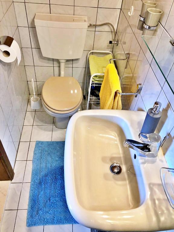Koupelna v ubytování 2 studio & apartment Cvetek Bohinj