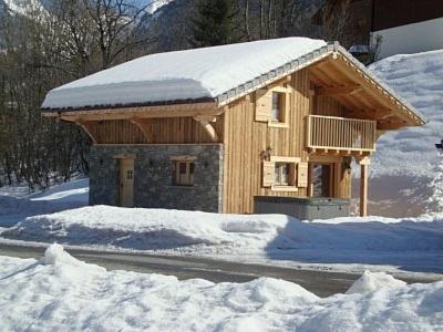シクストにあるL'Erine des Alpes SPA Chalet individuel grand confortの雪の小さな木造建築