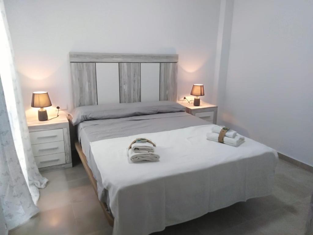 Postel nebo postele na pokoji v ubytování Apartamentos Cachón