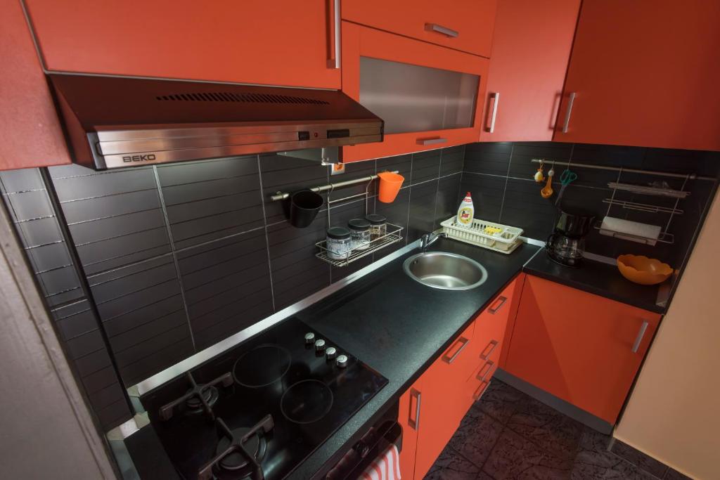 Kuchyň nebo kuchyňský kout v ubytování Apartments Onorina