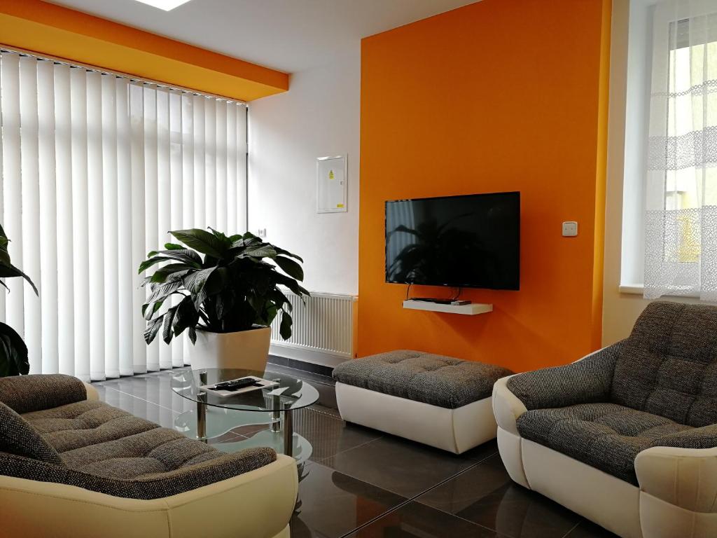 TV a/nebo společenská místnost v ubytování Apartmány Duo