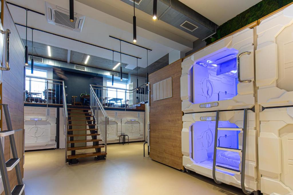 Kuchyň nebo kuchyňský kout v ubytování Spacehotel Karlsruhe