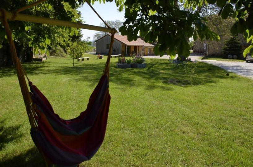 a hammock hanging from a tree in a yard at Gîte le Clos de Ceintres in Cheminas