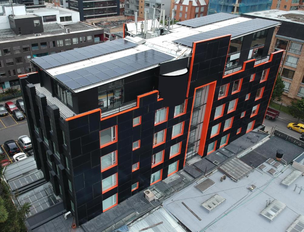 an overhead view of a building in a city at Richmond Suites Hotel in Bogotá