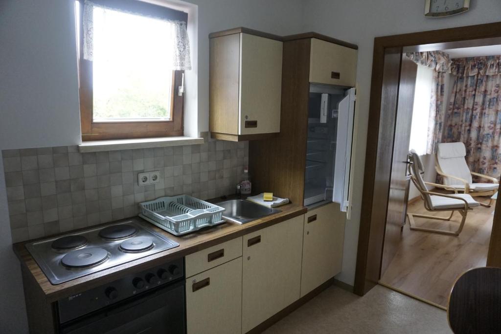 Kuchyň nebo kuchyňský kout v ubytování Pension-Ferienwohnung Rotar