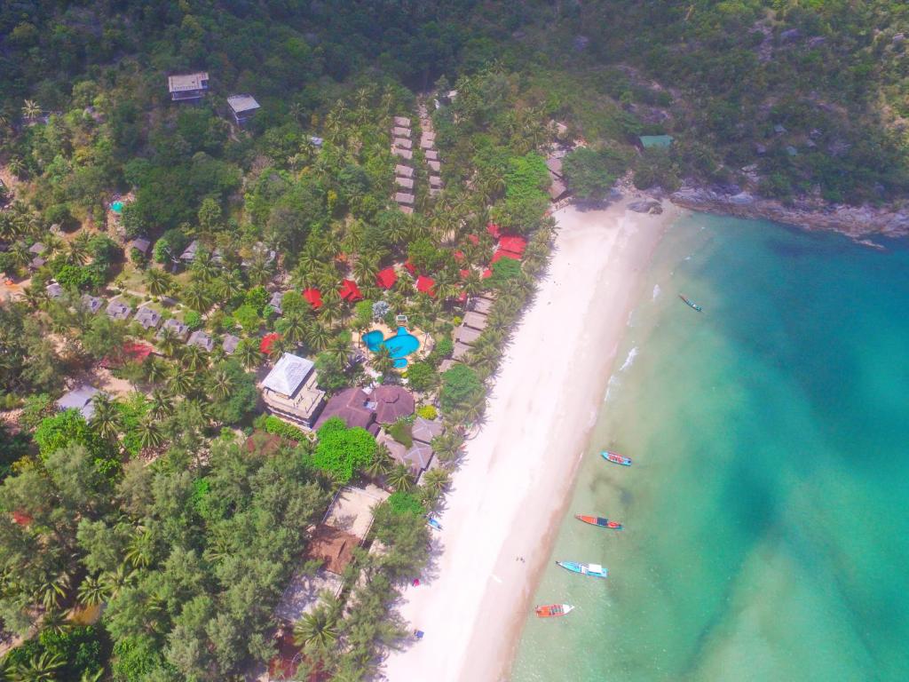 an aerial view of a beach with a resort at Bottle Beach 1 Resort in Bottle Beach