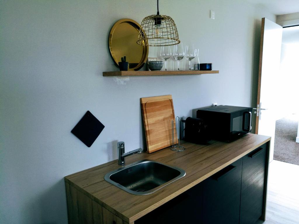 Kuchyň nebo kuchyňský kout v ubytování Marina Strand Appartement Lemmer