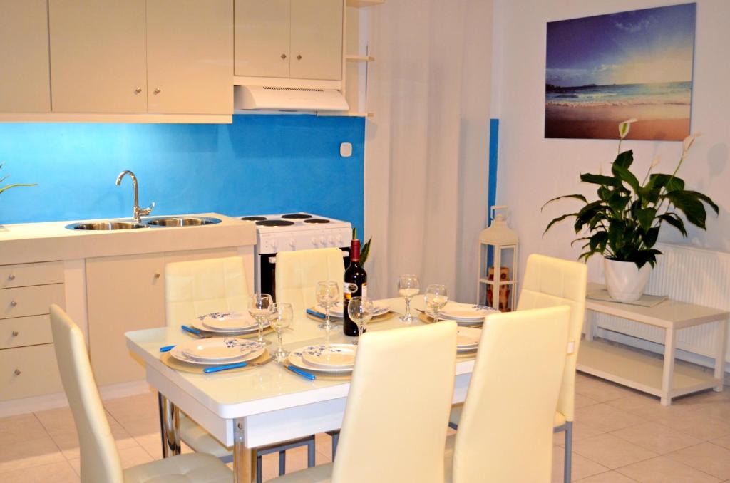 Kuchyň nebo kuchyňský kout v ubytování Aloe house Lakithra