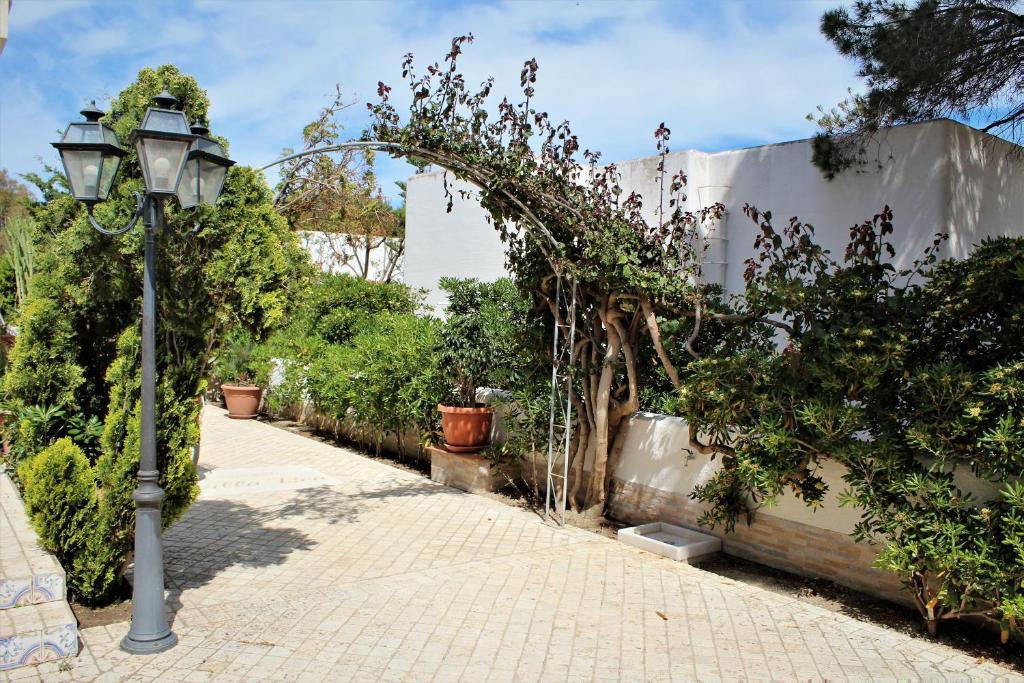 an archway with a street light and plants at B&B Villa Bea in San Vito lo Capo