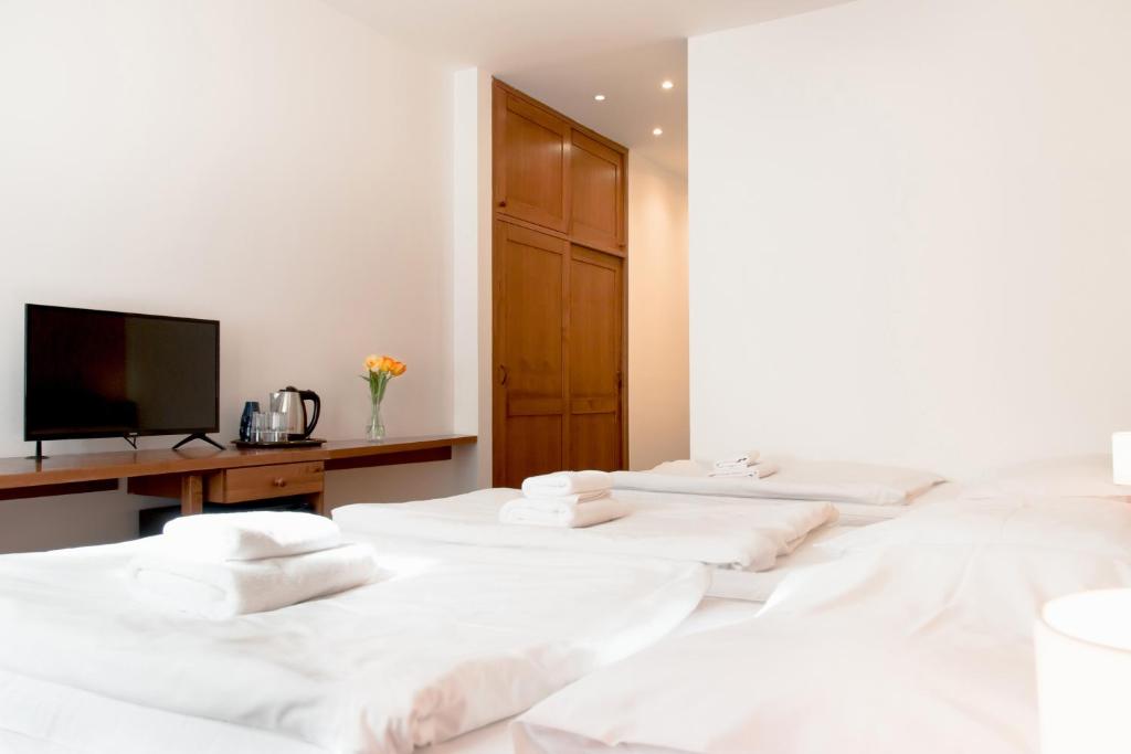 Postel nebo postele na pokoji v ubytování Hotel Karlin
