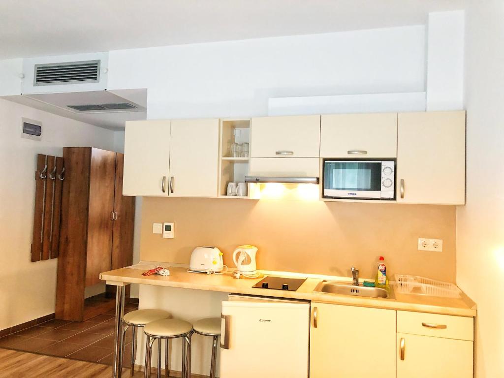 Kuchyň nebo kuchyňský kout v ubytování Boró Apartman