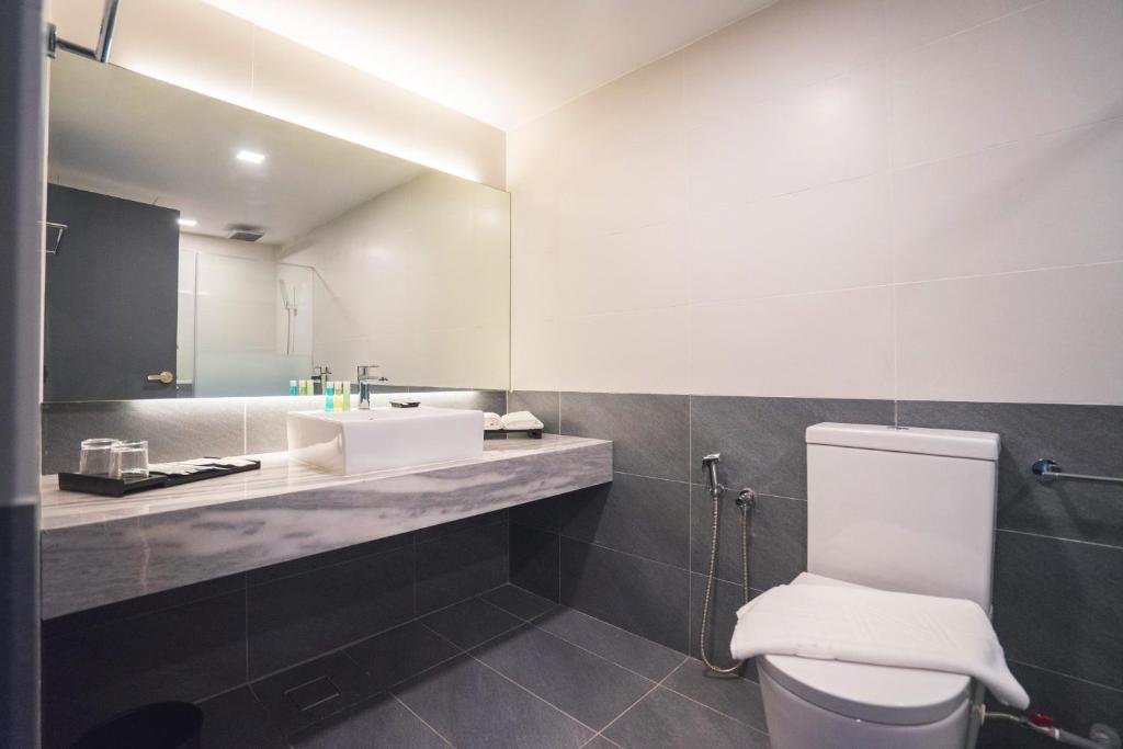 Koupelna v ubytování Z HOTEL