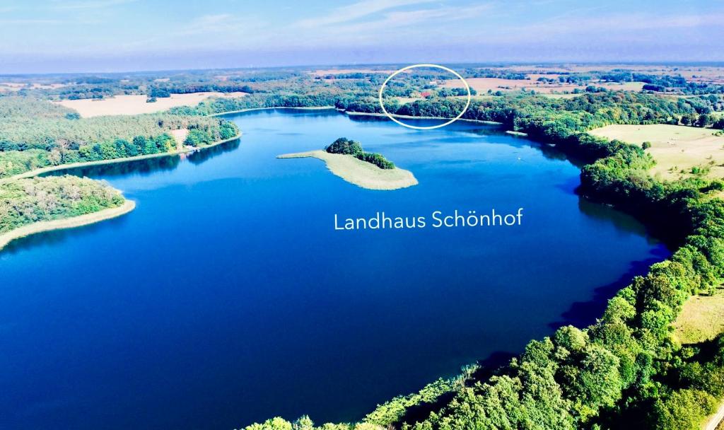 an island in the middle of a lake at Landhaus Schönhof in Feldberg