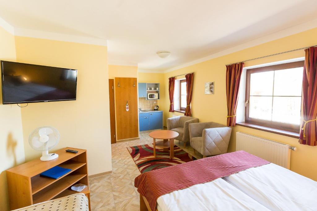 TV a/nebo společenská místnost v ubytování Hotel Admiral