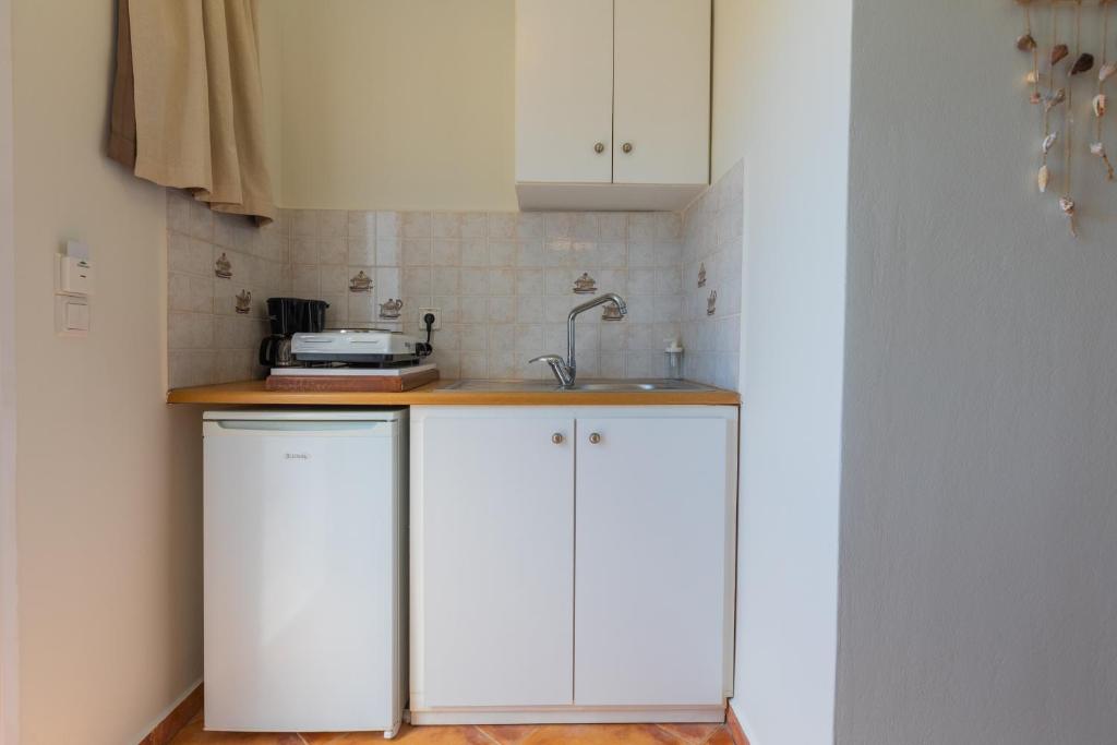 Kuchyň nebo kuchyňský kout v ubytování Sea View Studios
