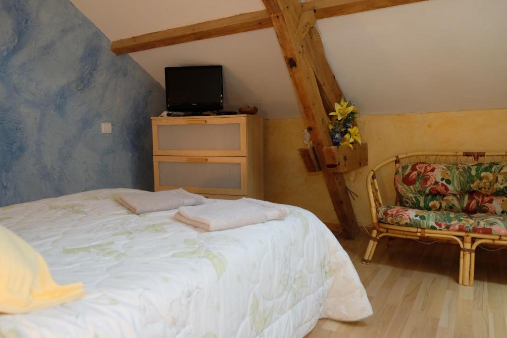 Postel nebo postele na pokoji v ubytování Ferme de Laprade