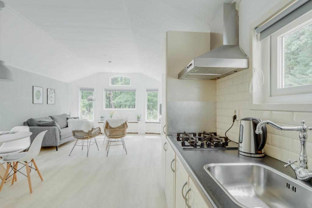 Kuchyň nebo kuchyňský kout v ubytování Chalet Descansar op de Veluwe